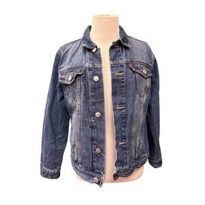 Levi's Kids Unisex Blue Denim Trucker Jacket Youth Medium (10/12)